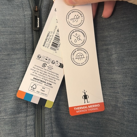 Smartwool Men's Heather Blue Quarter-Zip Pullover Base Layer - Picture 6 of 8